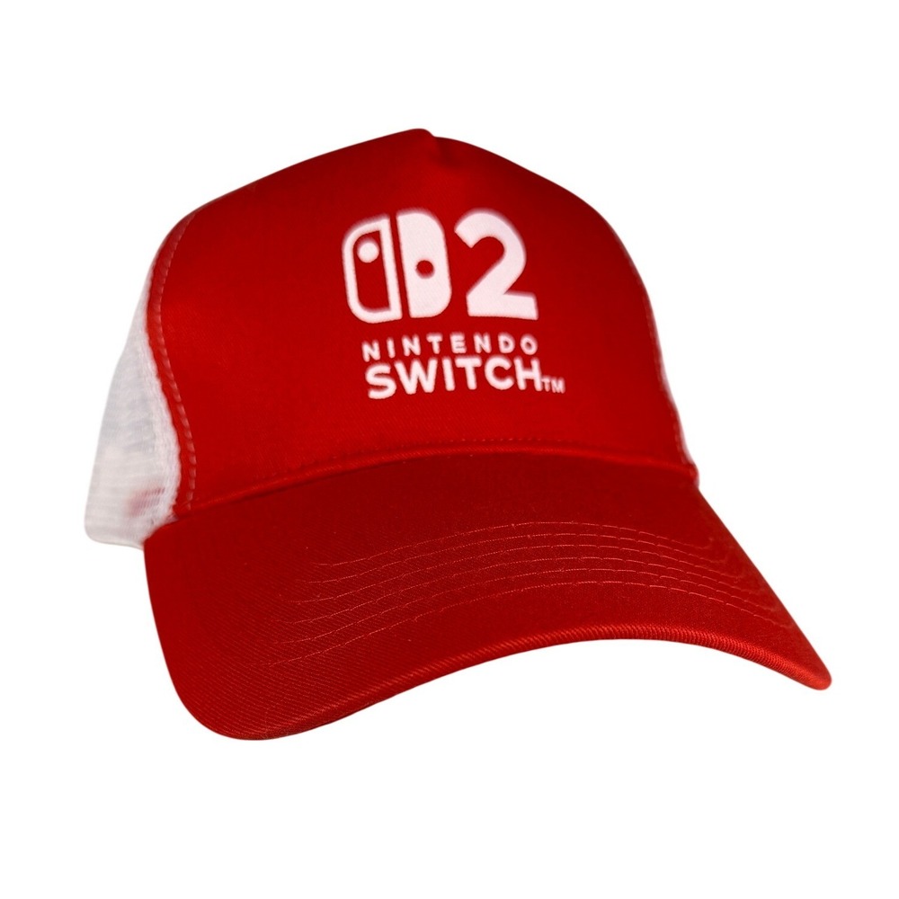 Nintendo Switch 2 Red White Promotional Trucker Hat Snapback Gaming Cap Rare